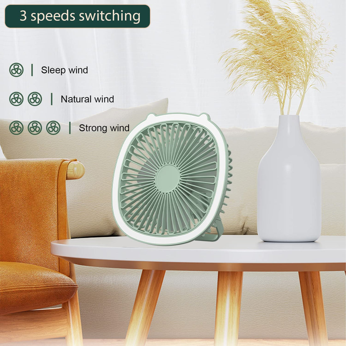 USB Portable Mini Desk Fan With Light