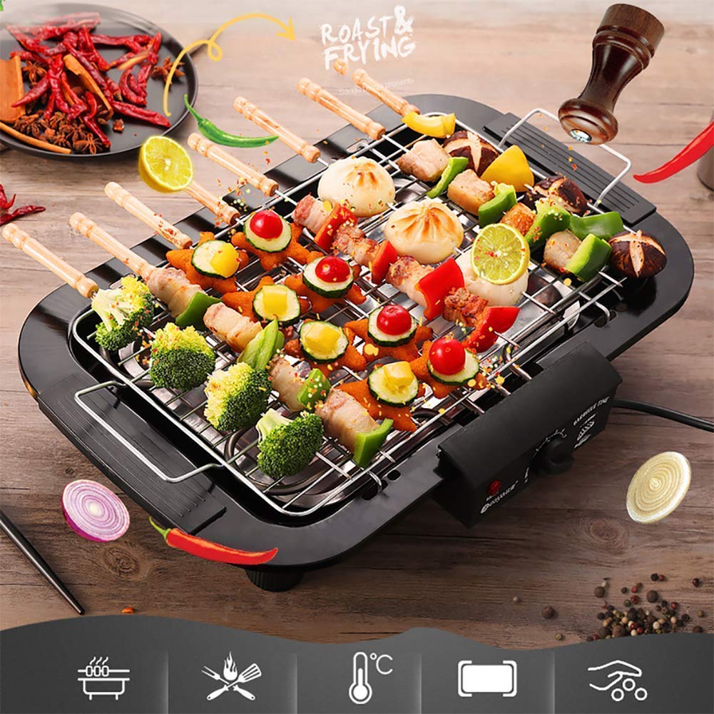 Electric Smokeless Portable Adjustable Temperature Control Indoor and Outdoor Barbeque Grill Removable Water Filled Drip Tray